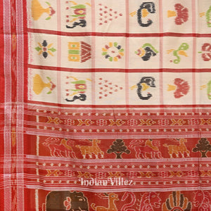White Nabakothi Odisha Ikat Khandua Silk Saree