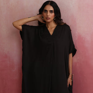 trueBrowns Black Modal Kaftan Kurta Set