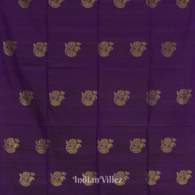 Deep Purple Pure Kanjivaram Soft Silk Saree
