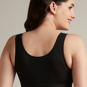 Easy Slip-On Non-Padded Non-Wired Cotton Bra - Black