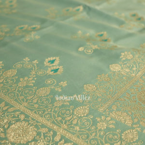 Pastel Green Soft Pure Mashru Satin Silk Banarasi Saree