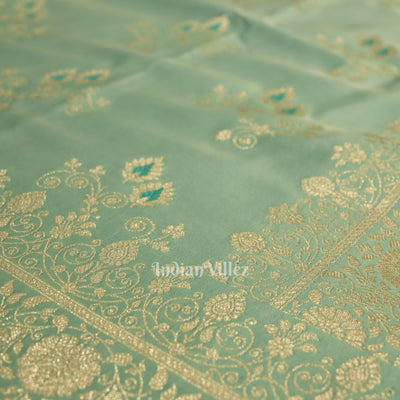 Pastel Green Soft Pure Mashru Satin Silk Banarasi Saree