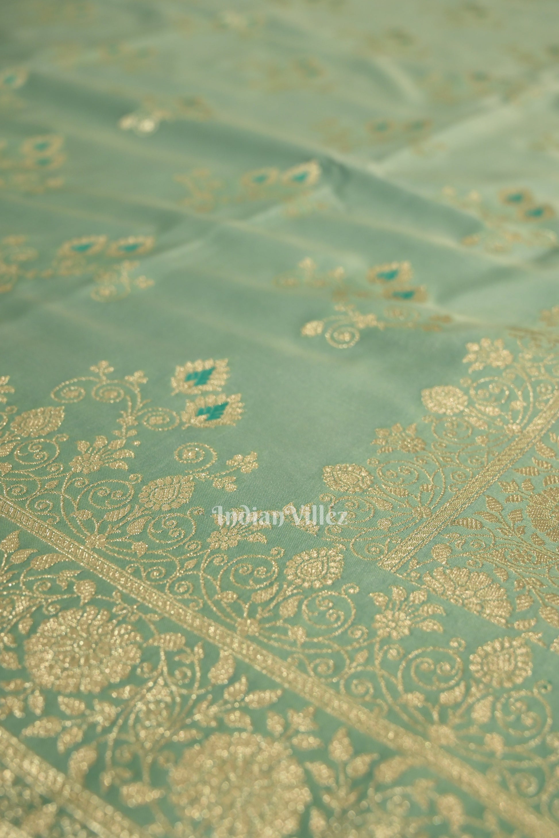 Pastel Green Soft Pure Mashru Satin Silk Banarasi Saree