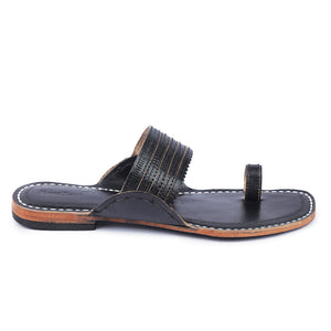 Black Handstitched Leather Kolhapuri Men Slipper