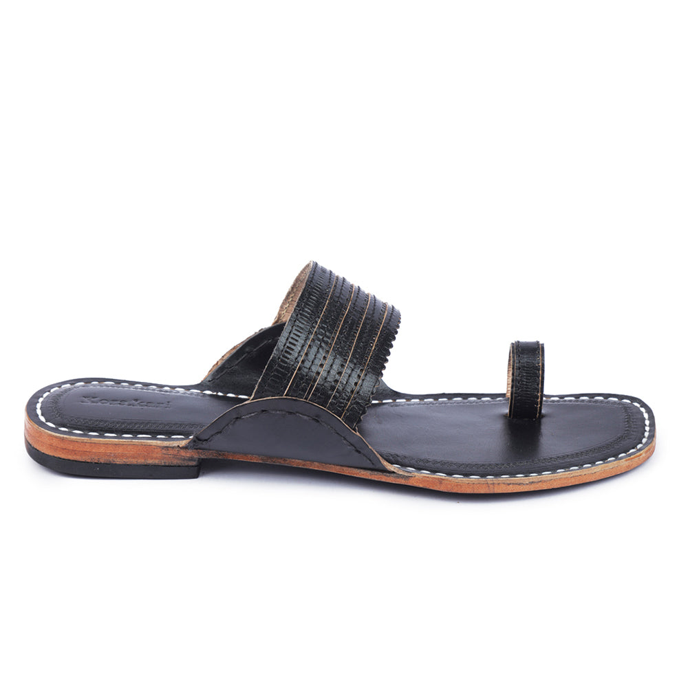 Black Handstitched Leather Kolhapuri Men Slipper