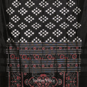 Black Grey Pasapali Sambalpuri Silk Saree