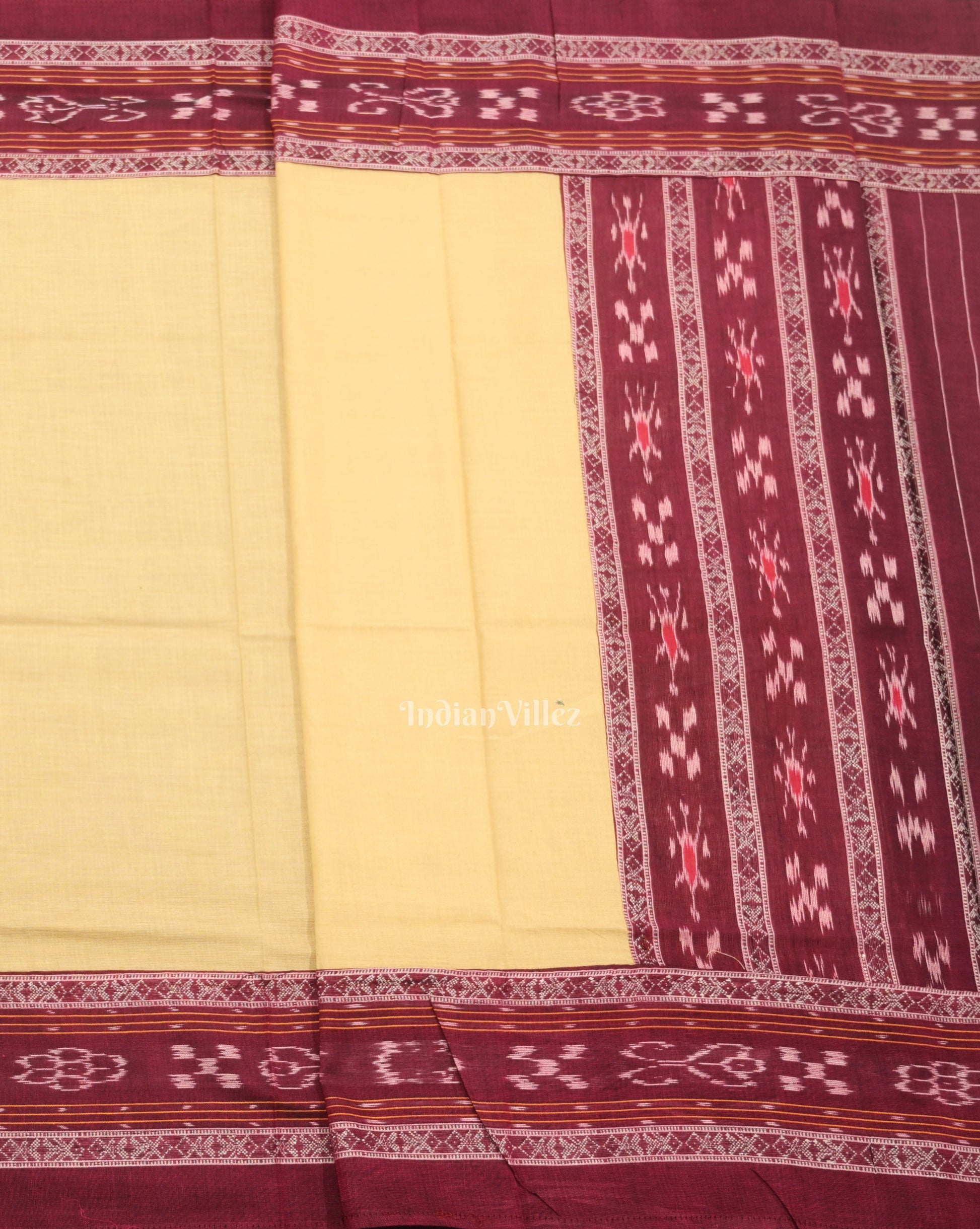 Maroon Cream Pasapali Sambalpuri Cotton Dress set with Dupatta