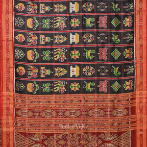Black Red Nabakothi Odisha Ikat Khandua Silk Saree