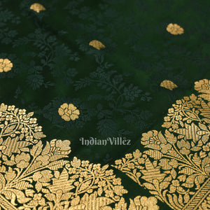 Exclusive Deep Green Soft Pure Mashru Satin Silk Banarasi Saree