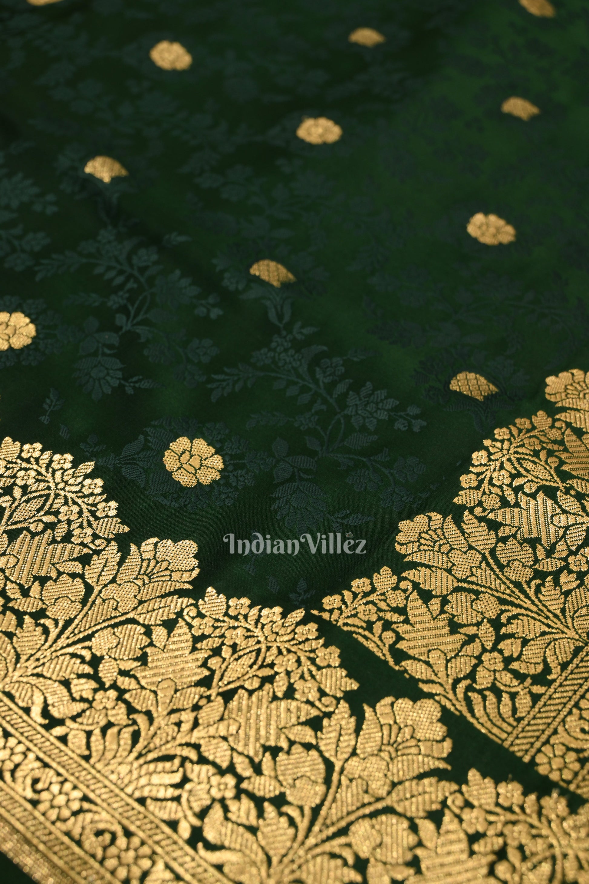 Exclusive Deep Green Soft Pure Mashru Satin Silk Banarasi Saree