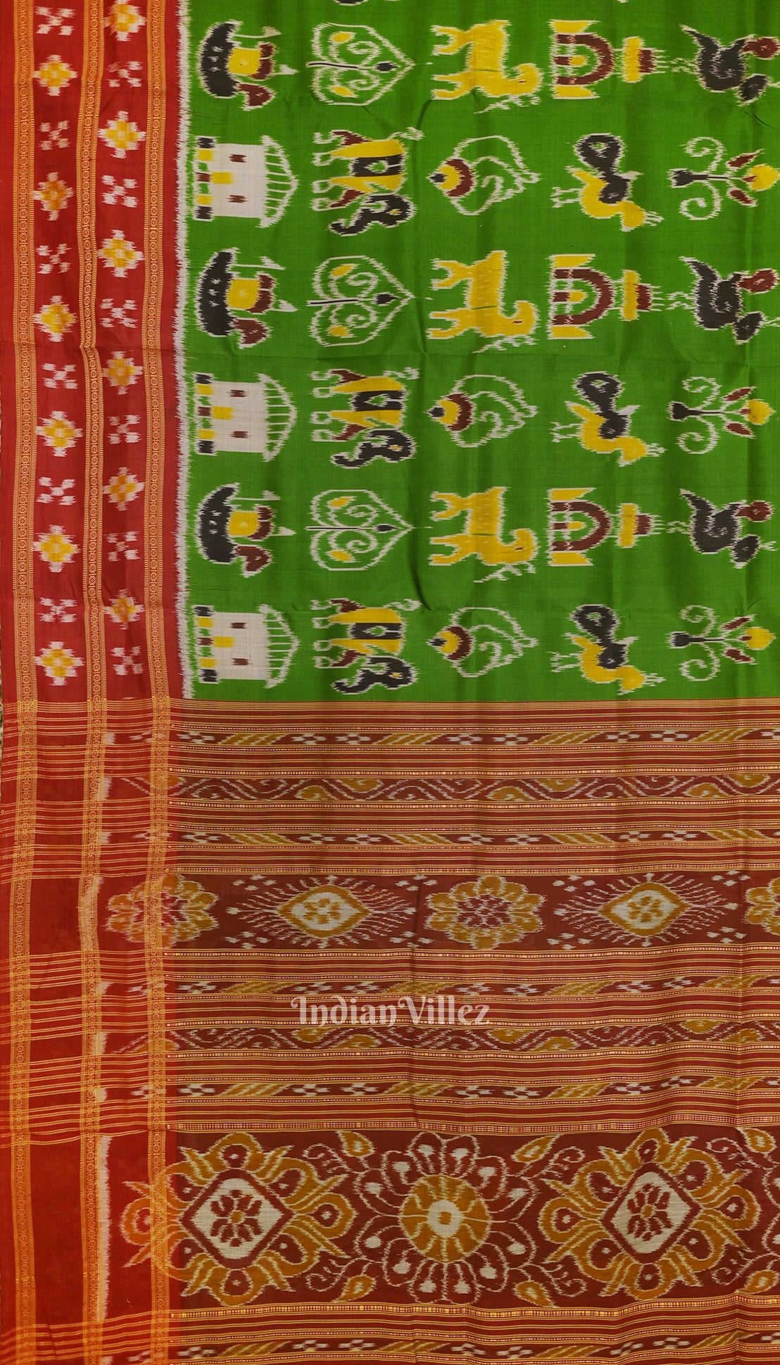 Green Nabarangi Nabakothi Border Pasapalli Odisha Ikat Khandua Silk Saree