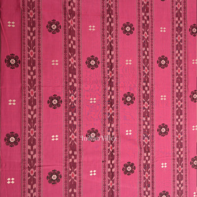 Baby Pink Black Flower Buti Odisha Ikat  Sambalpuri Dress Material & Dupatta