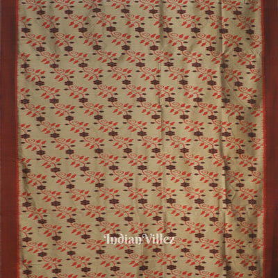 Varnish Red Dali Theme Odisha Ikat Contemporary Silk Saree