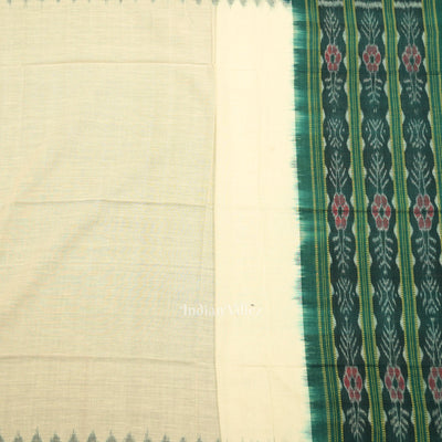 Green White  Pasapali Odisha Ikat Sambalpuri Dress Set & Dupatta