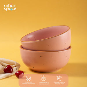 Handmade Ceramic Snack Bowls, Ramen Soup bowls, Serving Bowls, Set of 2, Warm Pink