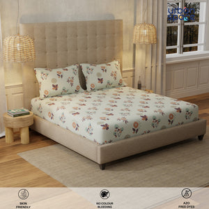 Serene 200 TC 100% Cotton Single Bedsheet with Pillow Covers - Radiance Grey
