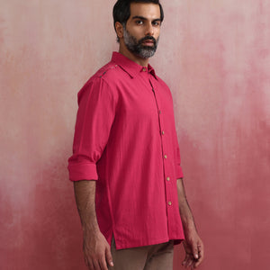 trueBrowns Men's Pink Cotton Shirt