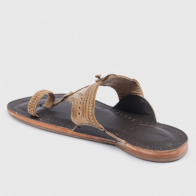 Brown Handstitched Leather Kolhapuri Men Slipper