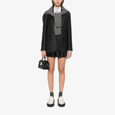 SPORTY & RICH | ABIGAIL WOOL PLEATED SKIRT { GRAY/WHITE