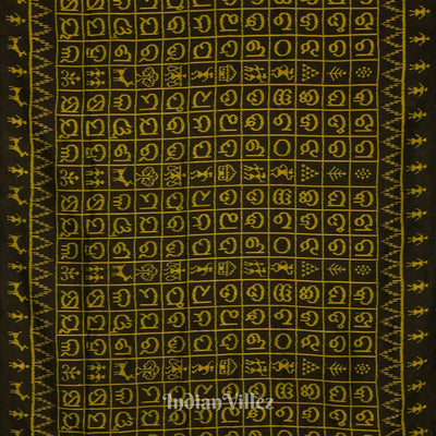 Black  Neon Odia Barnamala Contemporary Silk Saree