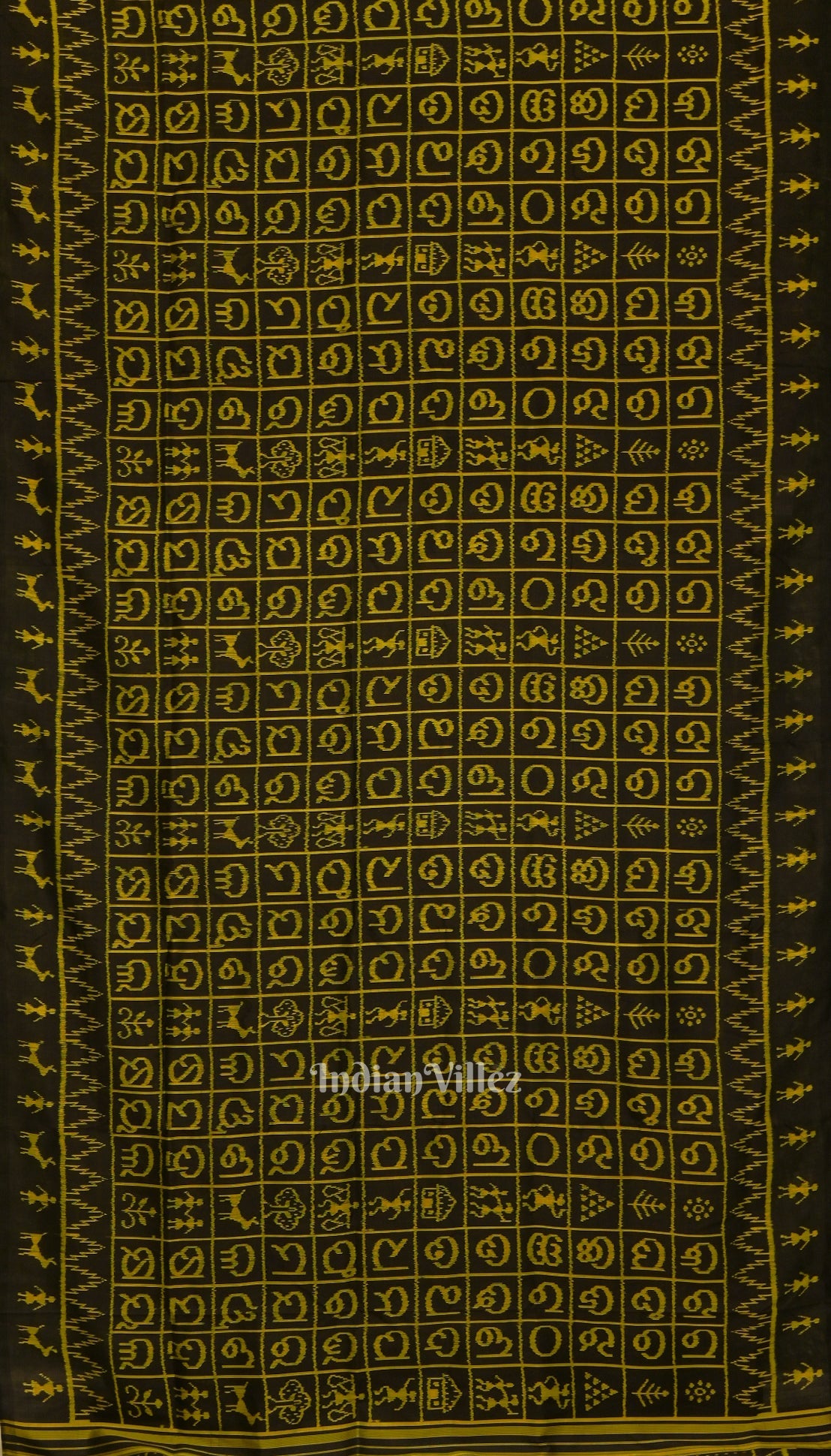 Black  Neon Odia Barnamala Contemporary Silk Saree