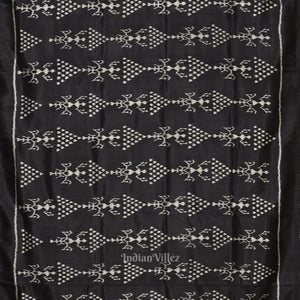 Black Tribal Jhoti Theme Contemporary Designer Silk Saree