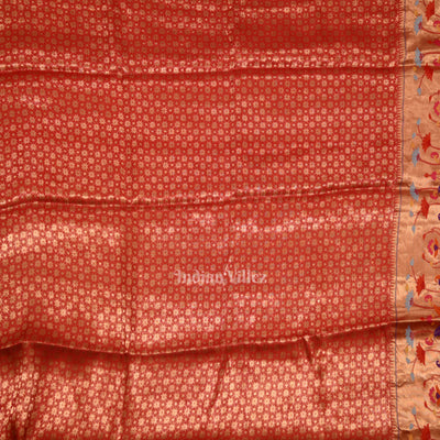 Yellow Red Bandhini  Banarasi  Kota Silk Saree with Paithani Border
