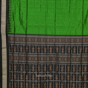 Green Black Buti Design Bomkai Sambalpuri Silk Saree