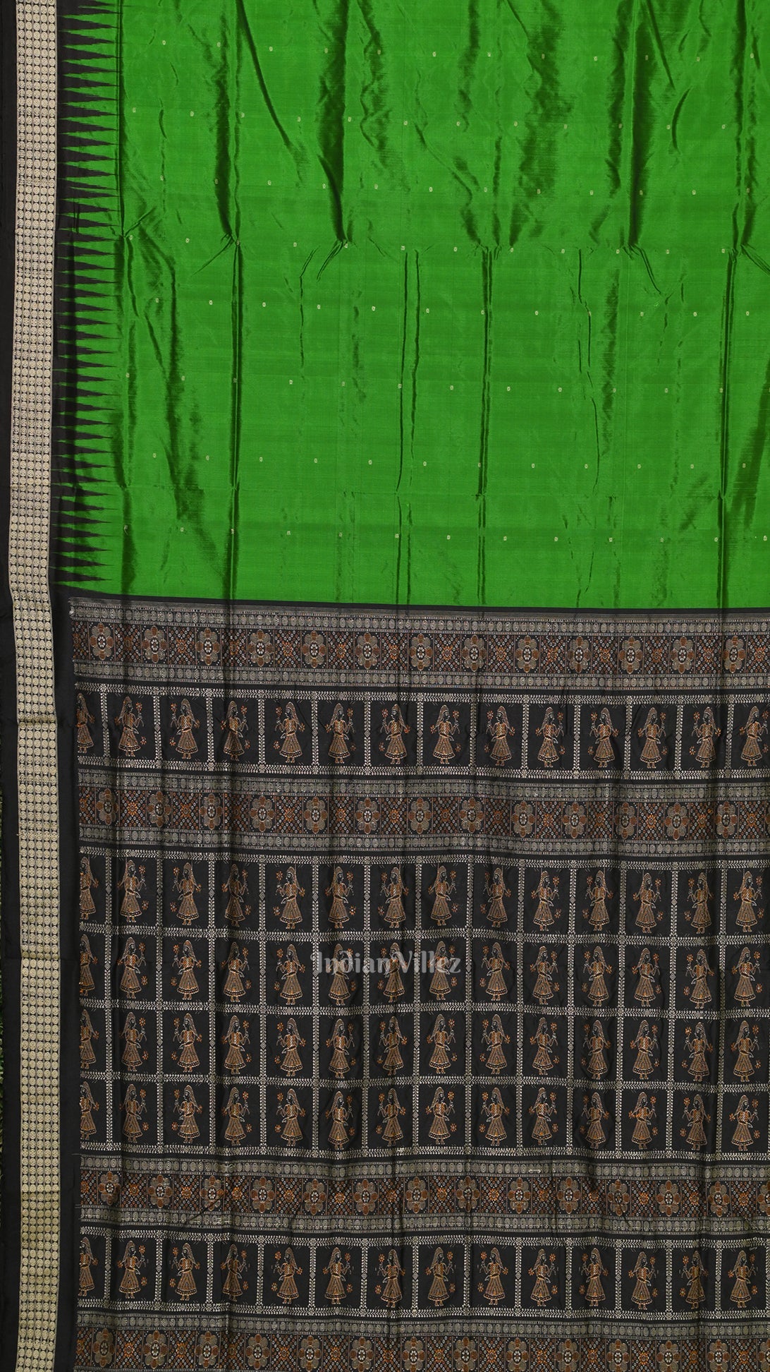 Green Black Buti Design Bomkai Sambalpuri Silk Saree