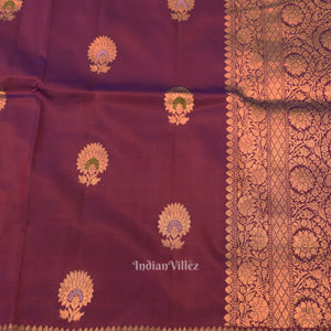 Purple Dual Tone Floral Motif Designer Katan Banarasi Silk Saree