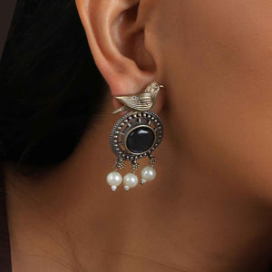 trueBrowns Silver Gold Tone Bird Stud Earrings