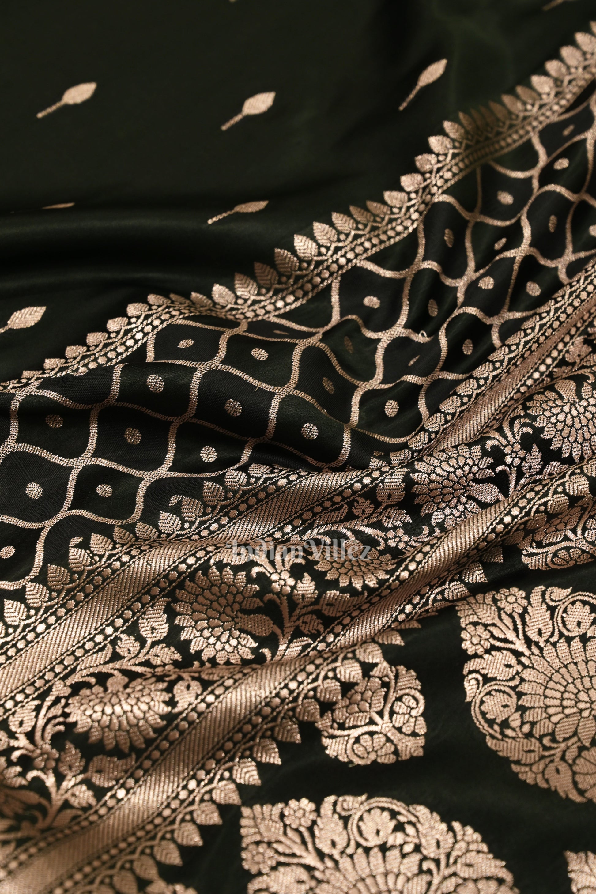 Dark Olive Green Rangkart Mashru Satin Silk Banarasi Saree