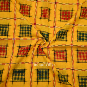Yellow Ashwin Theme Sambalpuri Ikat Cotton Fabric