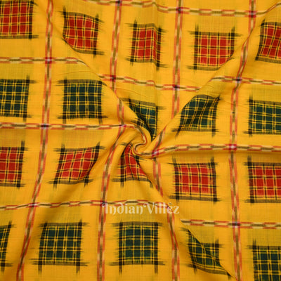 Yellow Ashwin Theme Sambalpuri Ikat Cotton Fabric
