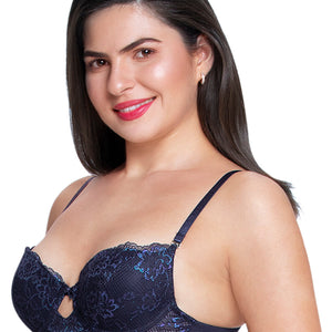 Twilight Dream Padded wired Lace Bra - Evening Blue