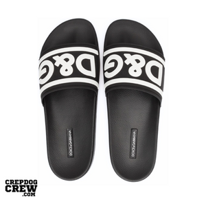Dolce & Gabbana Beachwear Sliders DG Logo Black White