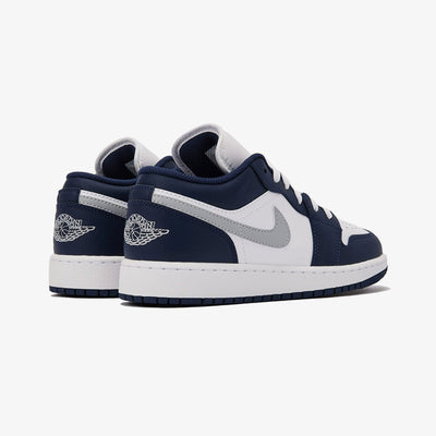 JORDAN | AIR JORDAN LOW 1 LOW (GS) { WHITE/WOLF GREY-MIDNIGHT NAVY