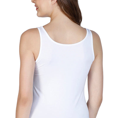 Broad Straps Body Hugging Modal Vest - White