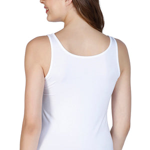 Broad Straps Body Hugging Modal Vest - White