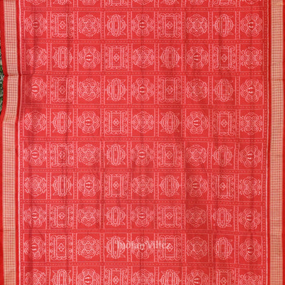 Peach Red Nabakothi Odisha Ikat Sambalpuri Silk Saree