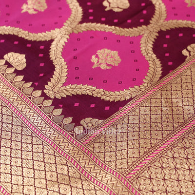 Rani Pink Rangkart Mashru Satin Silk Banarasi Saree