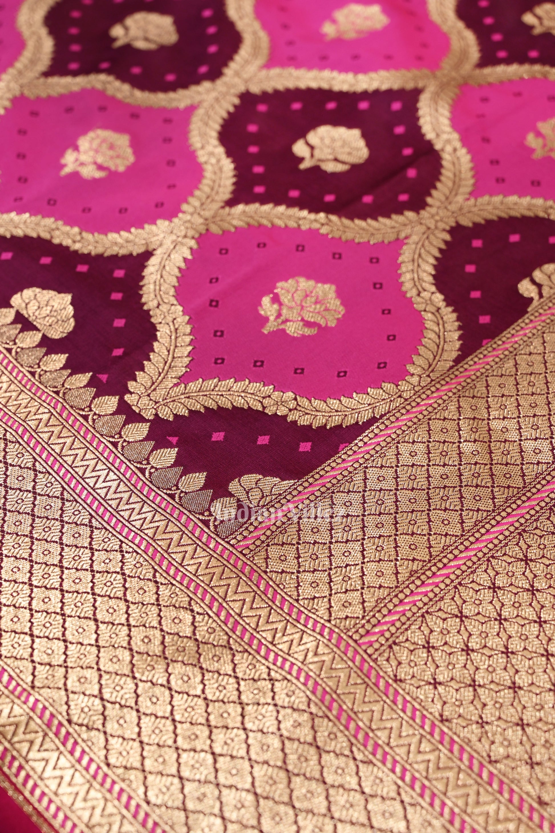 Rani Pink Rangkart Mashru Satin Silk Banarasi Saree