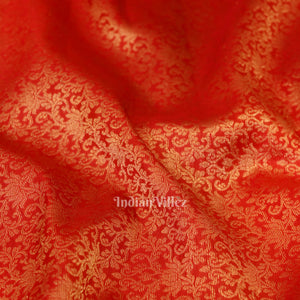 Classic Red pure Kanjivaram Silk Saree with  Zari Brocade