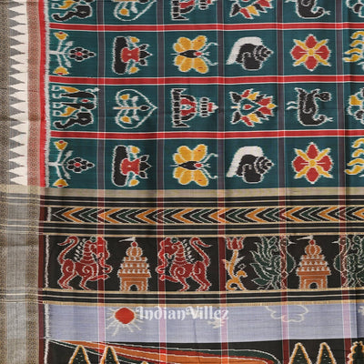 Deep Sea Green Nabakothi Odisha Ikat Khandua Pata Saree