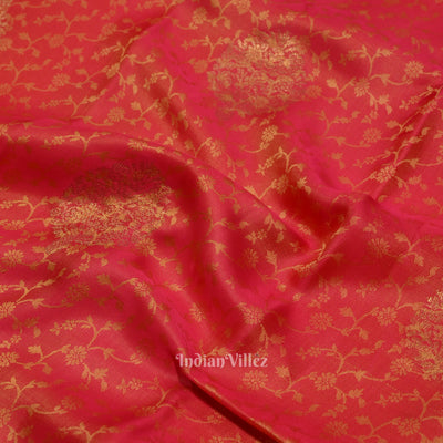 Pink With Golden Pure Kanjivaram Silk Saree