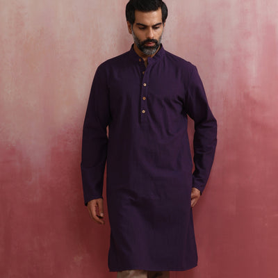 trueBrowns Men's Purple Kurta