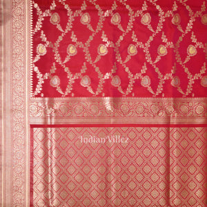 Raspberry Pink Dual Tone Meenakari Pure Mashru Satin Silk Banarasi Saree