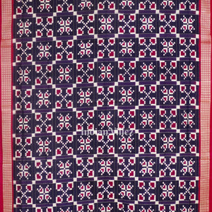 Navy Blue Box Design Sambalpuri Silk Saree