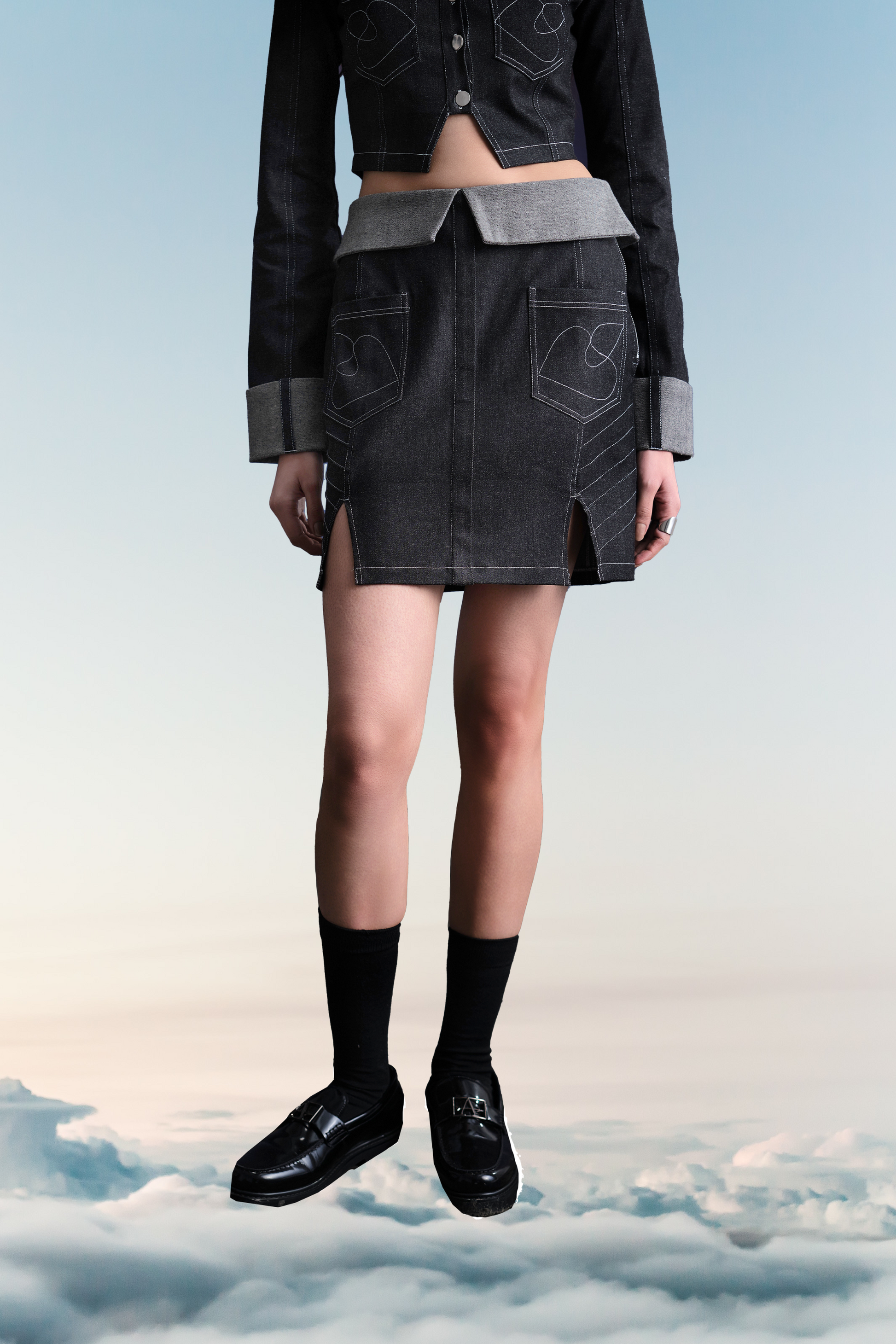 Deconstructed Denim Skirt