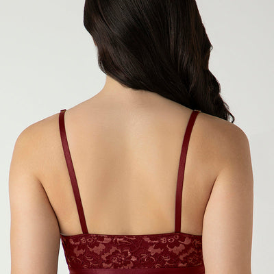 Femme Lace Padded Non-Wired Demi Bra - Biking Red